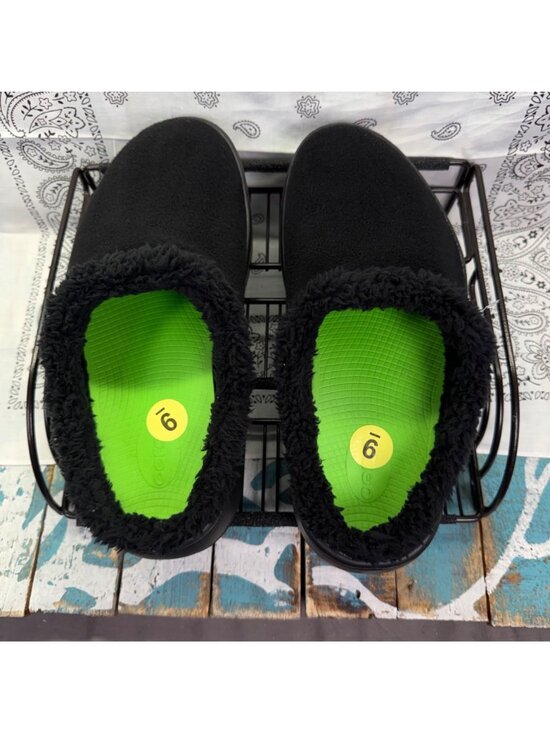 NEW Oofos Oocoozie Sherpa Mule Slipper Recovery Comfort Black Mens Size 9 main image 6